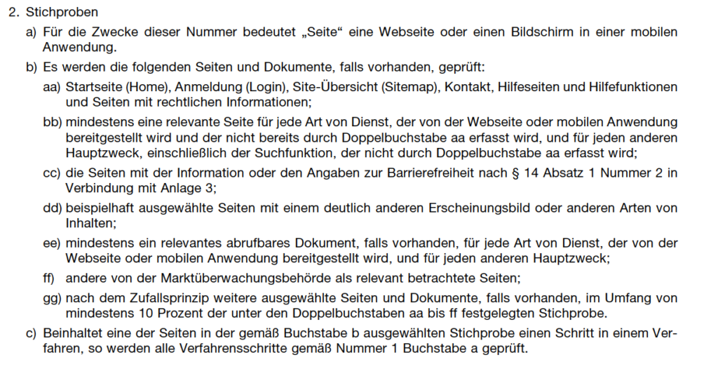 Vorgaben zur stichprobenartigen Prüfung von Websites gemäß BFSG